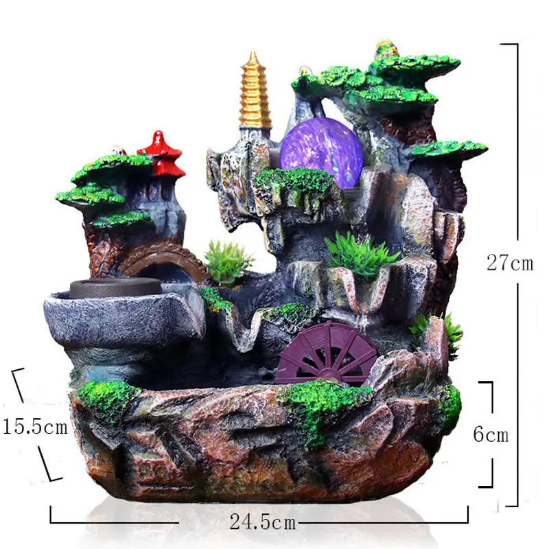 

Resin Water Fountain Feng Shui Ornament Artificial Aromatherapy RS903 Desktop Indoor Air Humidifier Home Christmas Decoration