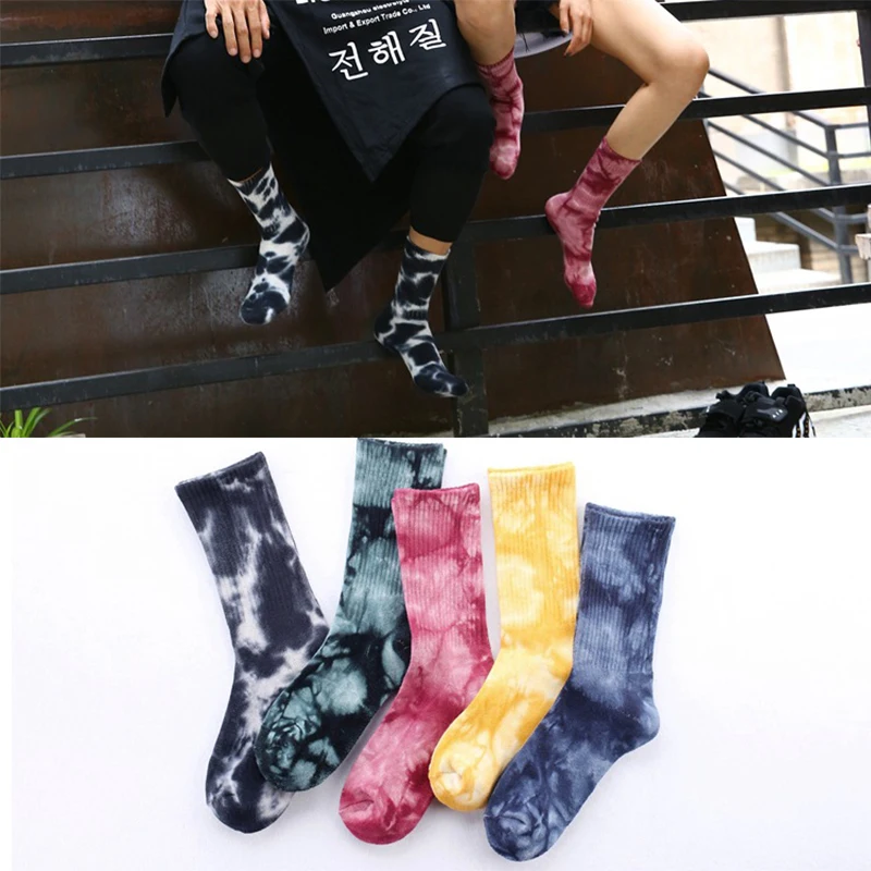 European and American tie-dye apped socks men and women hip-hop hip-hop Harajuku trendy socks in tube fashion socks