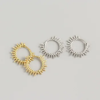 

1pair 11.5MM 100% Authentic 925 Sterling silver Beads Hoop Huggie Earrings Fine jEWELRY TLE1091