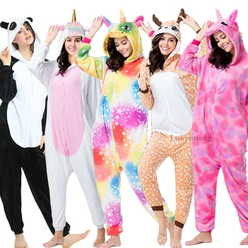 

Adults Animal Panda Kigurumi Pajamas Unicorn Anime Costumes Winter Women Sleepwear Licorne Pyjamas Blanket Sleepers Overalls