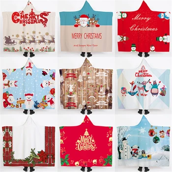 

Christmas Gift Hooded Blanket For Adults Kids Soft Fluffy Blankets For Beds Winter Sherpa Fleece Throw Blanket Hoodie Travel Koc