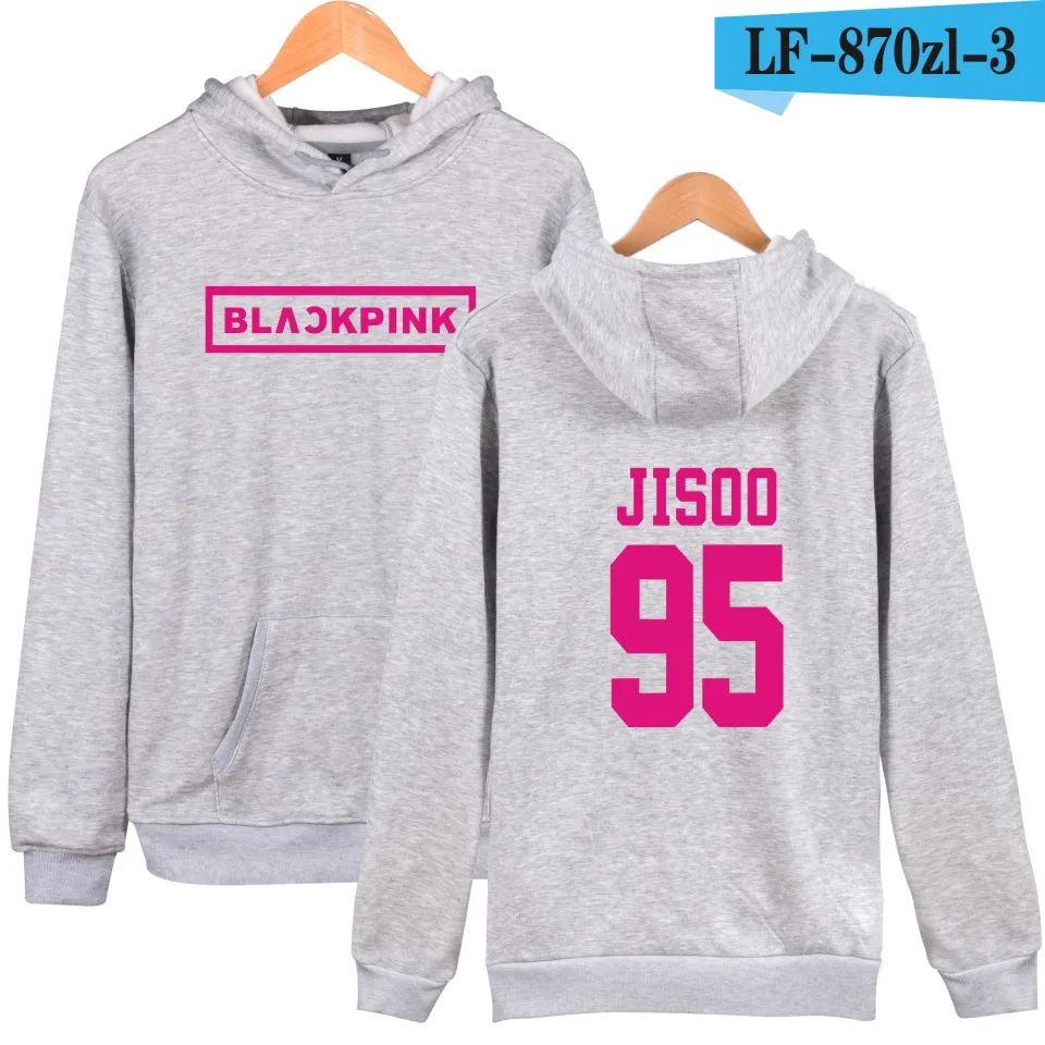 Gray blackpink Korean KPOP Girl Group Hoodies Sweatshirts Women Black Pink Hooded Sweatshirt Camisas Feminina KPOP Blackpink Clothes - Цвет: Gray