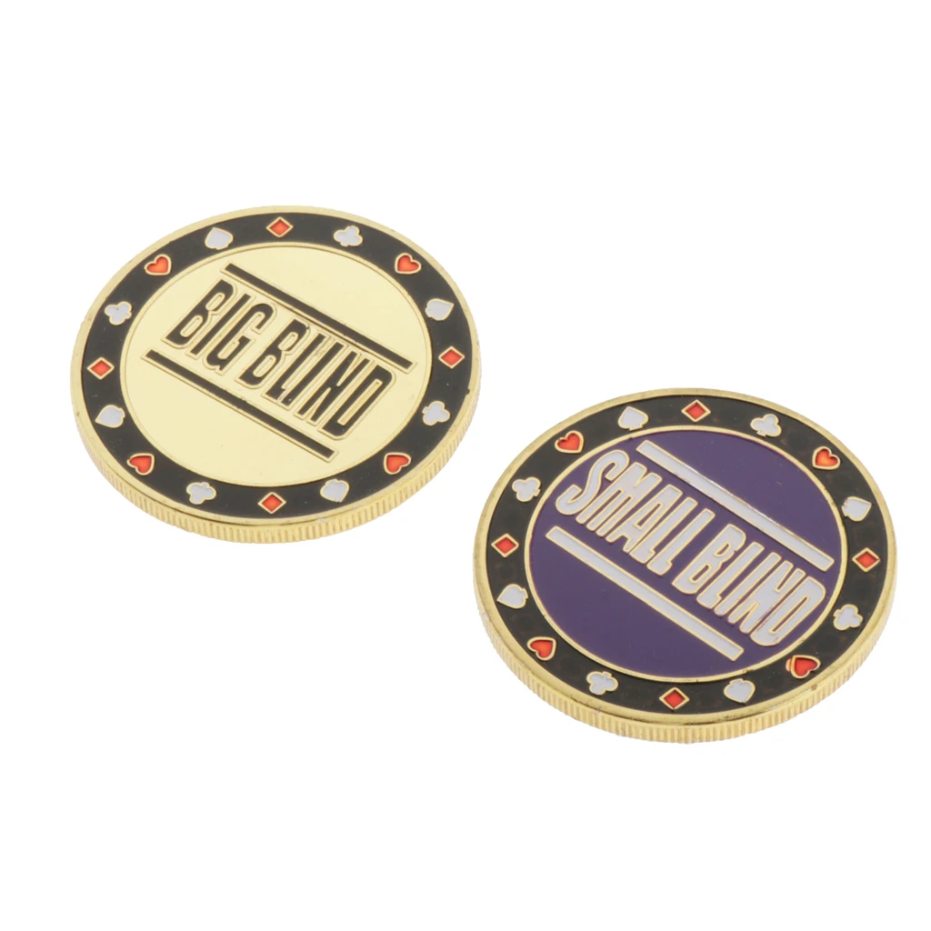 2pcs Metal Dealer Button Chips Blind Big/Small Texas Holdem Game Parts