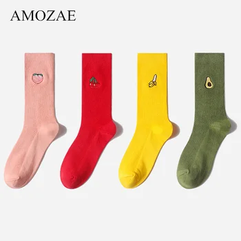 

4Pairs/Set 2020 New Arrival Harajuku Cool Skateborad Short Candy Sock Art Cotton Hipster Cartoon Colored Ankle Socks Female