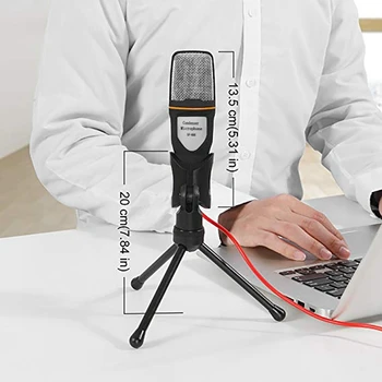 

o Microphone 3.5mm Plug Stereo Condenser MIC Desktop Tripod for PC YouTube Video Chatting Gaming Podcast Recording