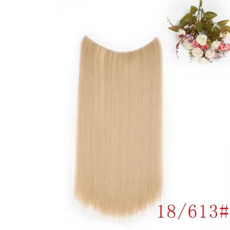 Волосы MERISI, 24 дюйма, невидимая проволока, без зажимов, для наращивания, секретная Рыбная линия, шиньоны, синтетические волнистые волосы для наращивания - Цвет: Z18613