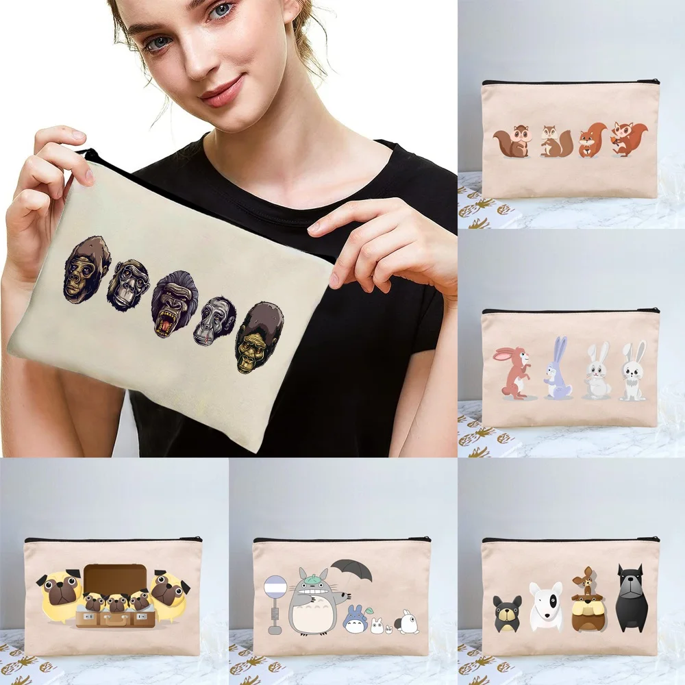 Bridesmaid Cosmetic Bags Girl Makeup Lipstick Bag Zipper Women Cover Make Up Cases Cartoon Pattern Coin Purse Organizer