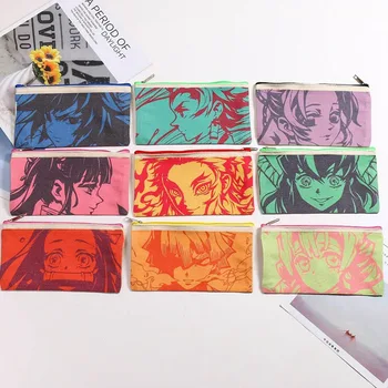 

Anime Demon Slayer Kimetsu No Yaiba Kamado Tanjirou Pencil Case Cute Canvas Zipper Pencil Bag Pencil Box kids Stationery