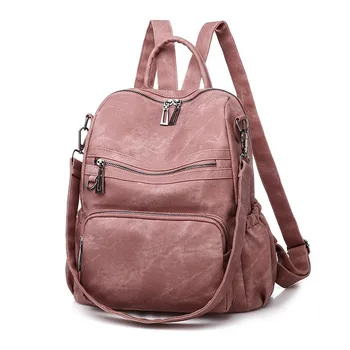

Female Backpack Classic PU Leather Solid Color Backpack Canta Fashion Bucket bag School Bag Travel High Capacity Simple