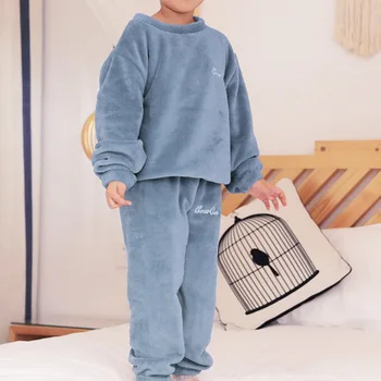 

Winter Kids Flannel Pajamas Sets Children Fleece Sleepwear Baby Girls Nightwear Clothes Homewear Pajamas For Boy Lounge Wear