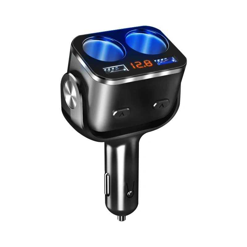 Совершенно QC3.0 двойной USB Автомобильное зарядное устройство прикуриватель разветвитель гнездо адаптер СВЕТОДИОДНЫЙ монитор напряжения Авто Автомобильный USB штекер конвертер - Название цвета: black