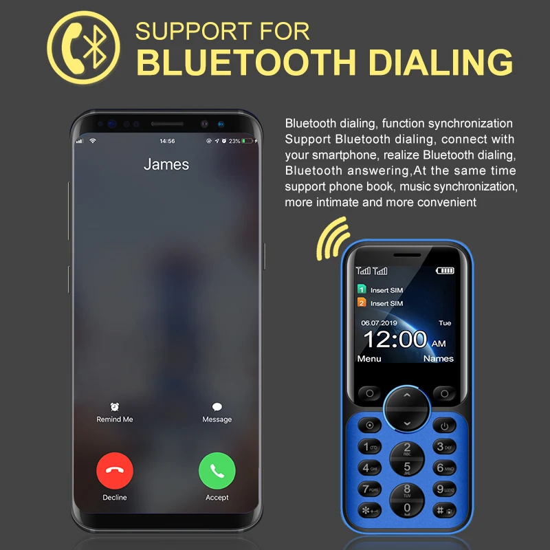 Goede Bluetooth Dial Mini Bar Telefoon Magic Voice Spare Toetsenbord Mobiel