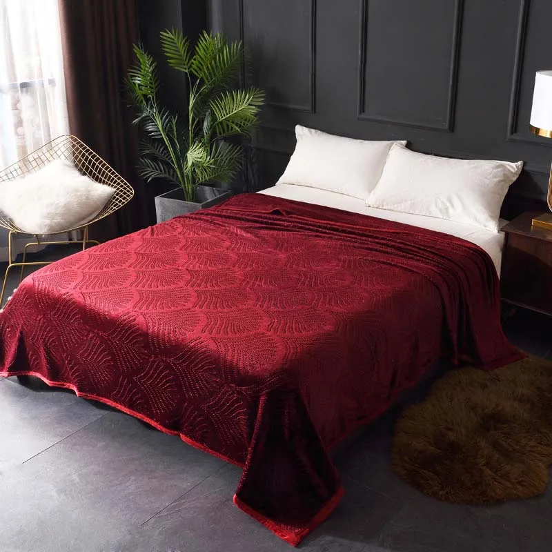 Рельефный зимний теплый плед постельные принадлежности покрывало офисное покрывало детское стеганое одеяло queen/King size - Цвет: red