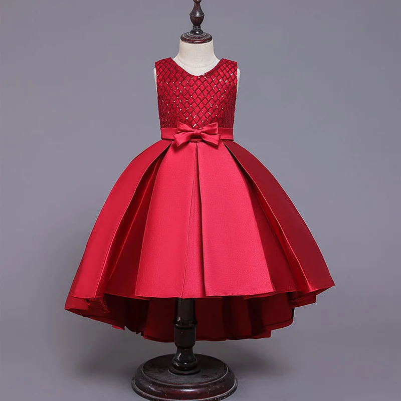 

Bow Embroidered Trailing Show Girl Dress Prom Gowns Girls Party Princess Dress Evening Wedding Dress Girl Vestidos Disfraz