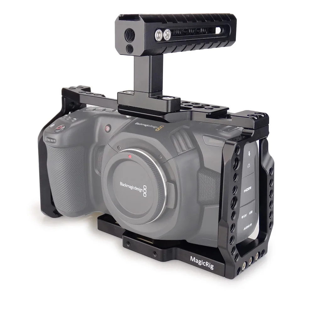 

MAGICRIG BMPCC 4K Camera Cage with Top Handle for Blackmagic Pocket Cinema Camera BMPCC 4K to Mount Microphone Monitor LED Light