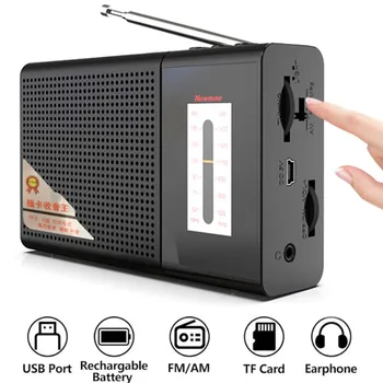 

Mini FM AM Radio Portable Receiver Music Payer with 3.5mm Headphone Jack Support TF Card U Disk Play