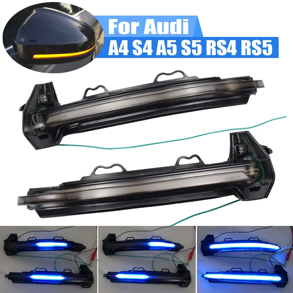 

LED Flowing Water Blinker Side Rear-view Mirror Dynamic Turn Signal Light For Audi A4 S4 B9 A5 S5 RS4 RS5 2016-2019