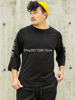 

2020 Loose Super Male Short Sleeve T Shirt Male Five Points Sleeve Big Size Hip Hop Fat Man Men's Wear