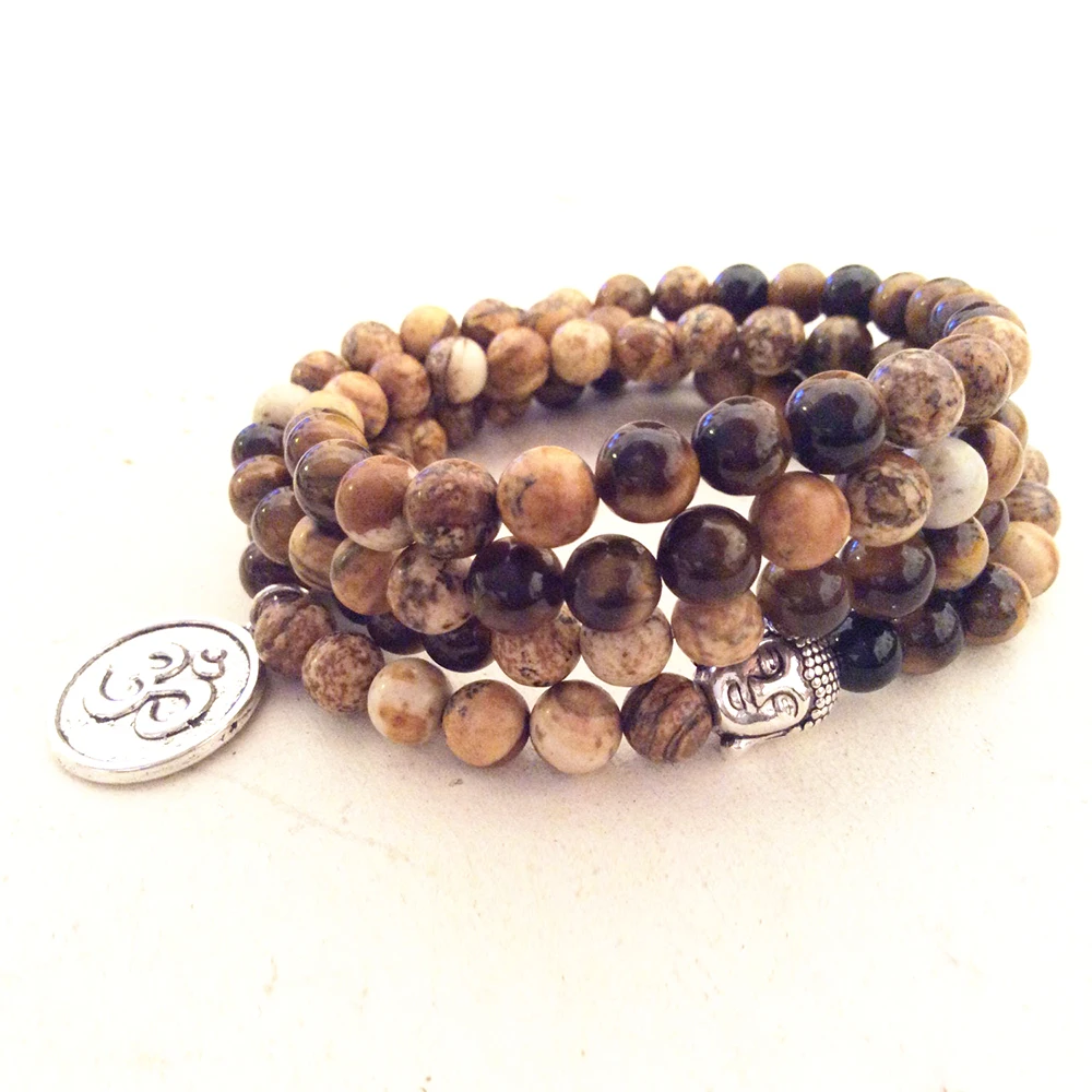 

Оптовая продажа, женский браслет из амазонита, Будда 108 Mala, браслет с бусинами, браслет с сердечком, чакра, браслет