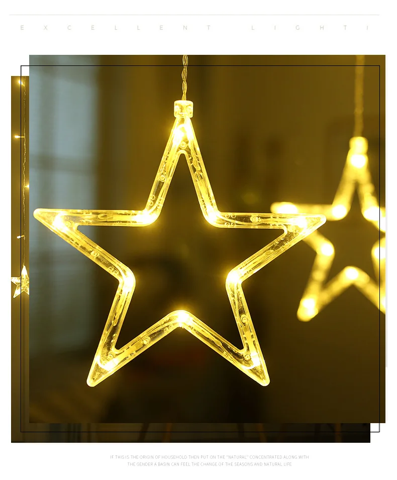 

Led String Lights Christmas Fairy Lights Festoon Star Garland Window Curtain Indoor Decoration Halloween Holiday Wedding Light