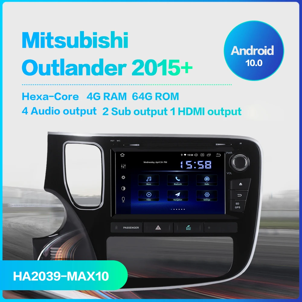 Dasaita Авто Радио 8 &quotдисплей Android 10 0 для Mitsubishi Outlander 2015 2016 2017 GPS 1024*600 Bluetooth