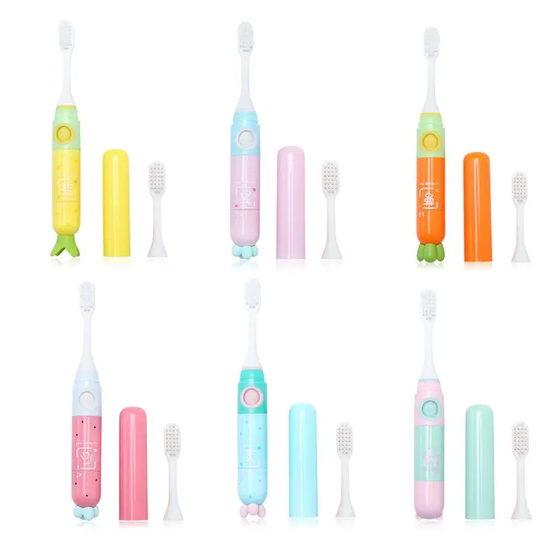 Милая Детская звуковая электрическая зубная щетка, портативная дорожная мини-зубная щетка с рисунком для мальчиков и девочек