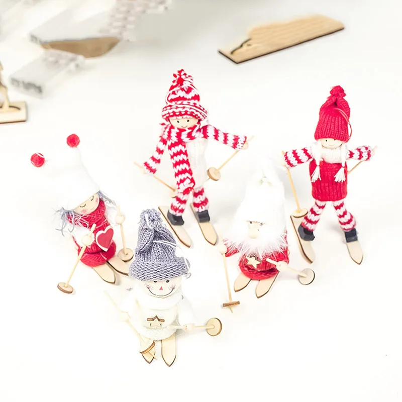 Рождественский орнамент, перо, лыжная кукла, подвесная подвеска, Рождественская елка, украшение, кулон, рождественские подарки на год для детей