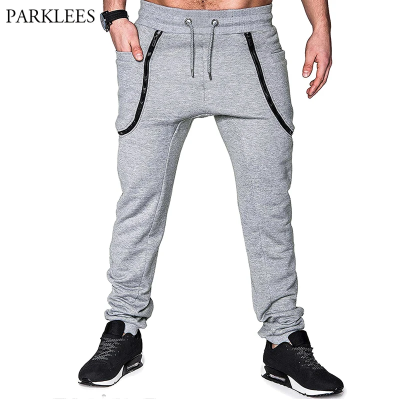 

Autumn Contrast Zipper Beam Foot Sports Men's 2019 New Sweatpants Gyms Fitness Bodybuilding Joggers Casual Cotton Trousers