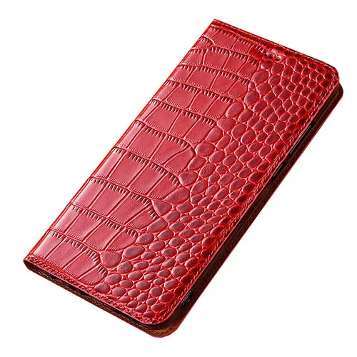 Чехол для Xiao mi CC9 CC9e с крокодиловым узором из натуральной кожи, откидной Чехол-кошелек для Xiaomi mi 9T mi 9 T, чехол для телефона - Цвет: red