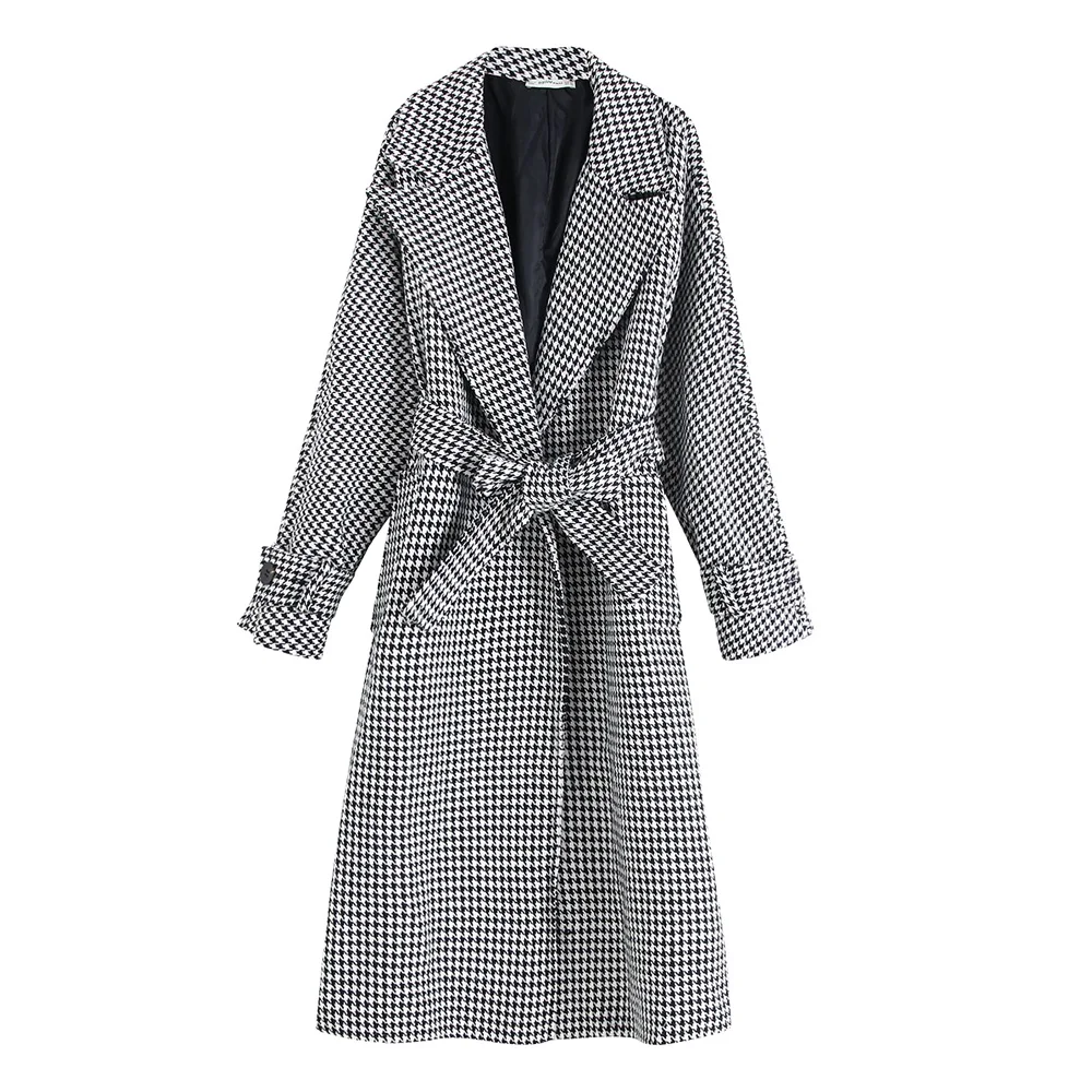 

Autumn 2019 New Suit with Long Sleeves and Belt, Thousand Birds Chevron Coat and Long Overcoat