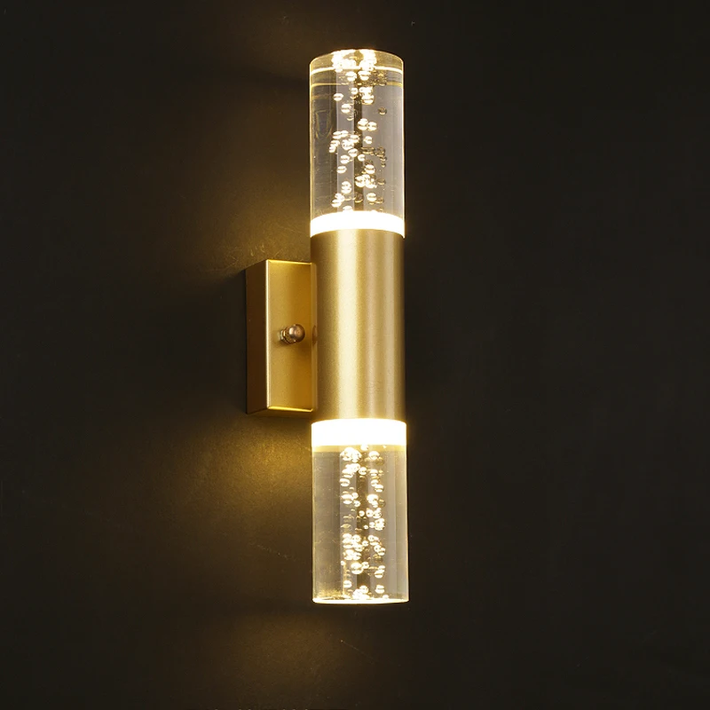 wall sconce lighting Modern 6W LED Wall Lamp Creative Gold Double Head Bubble Crystal Wall Light Home Hotel Restaurant Aisle Hallway Bedroom Lighting the range wall lights