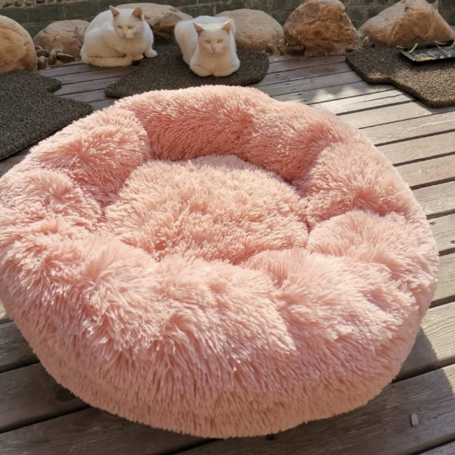 Длинные Плюшевые Dounts Dod кровать подушка Успокаивающая кровать Hondenmand Pet Питомник супер мягкий пушистый удобный для большого дома кошки собаки