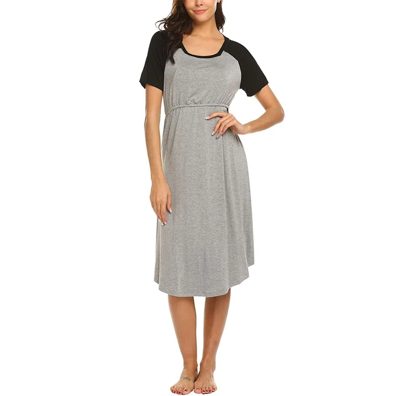 New round collar short sleeves breast-feeding dress for pregnant women nursing dresses breastfeeding breast feeding dress jurken