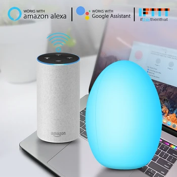 

WiFi RGB Bluetooth Voice Controller Ambient LED Light Google Home Alexa Voice Control Creative Atmosphere Lamp Oval Design