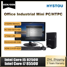 Четырехъядерный процессор i5 8250U i7 8550U игровой Мини ПК windows 10 двойной Intel NUC безвентиляторный промышленный компьютер HDMI DP EDP LPT linux настольный компьютер