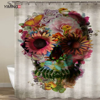

Skull shower curtain mildew washable door curtain bathroom decoration waterproof polyester shower curtain with hook 180*200cm