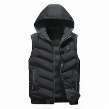 New Men's Vest Sleeveless Jacket Autumn Winter Warm Casual Hooded Slim Coat Male Double Side Wear Waistcoat Size 4XL