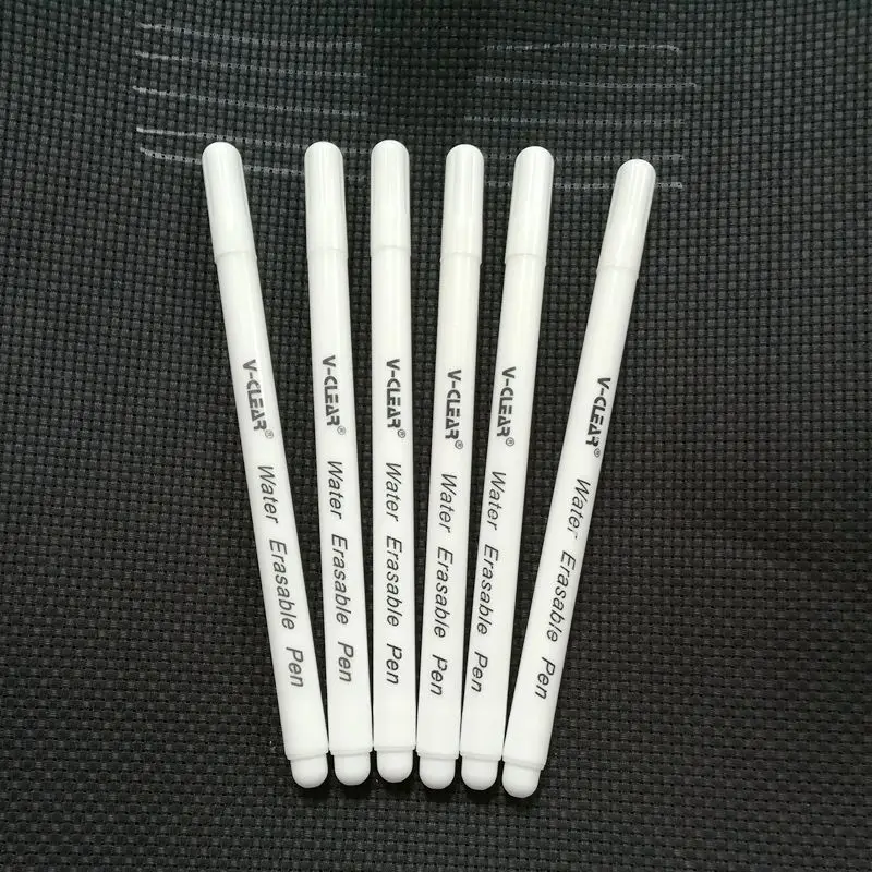 

White Color Water Soluble Pen 6 Pcs Wasable Ink Pen For Cross Stitch Textile Erasable Marking Pen Fabric Marker DIY Needlework