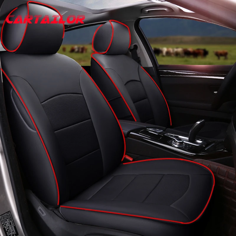 CARTAILOR Genuine Leather Automobiles Seat Covers for Ford Focus Car Seat Cover Set Cowhide