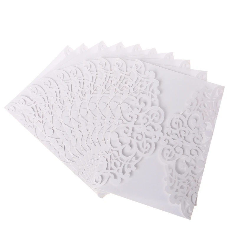  10Pcs Wedding Invitation Cards Kits With Envelopes Seals Personalized Printing D08D - 4.00036E+12
