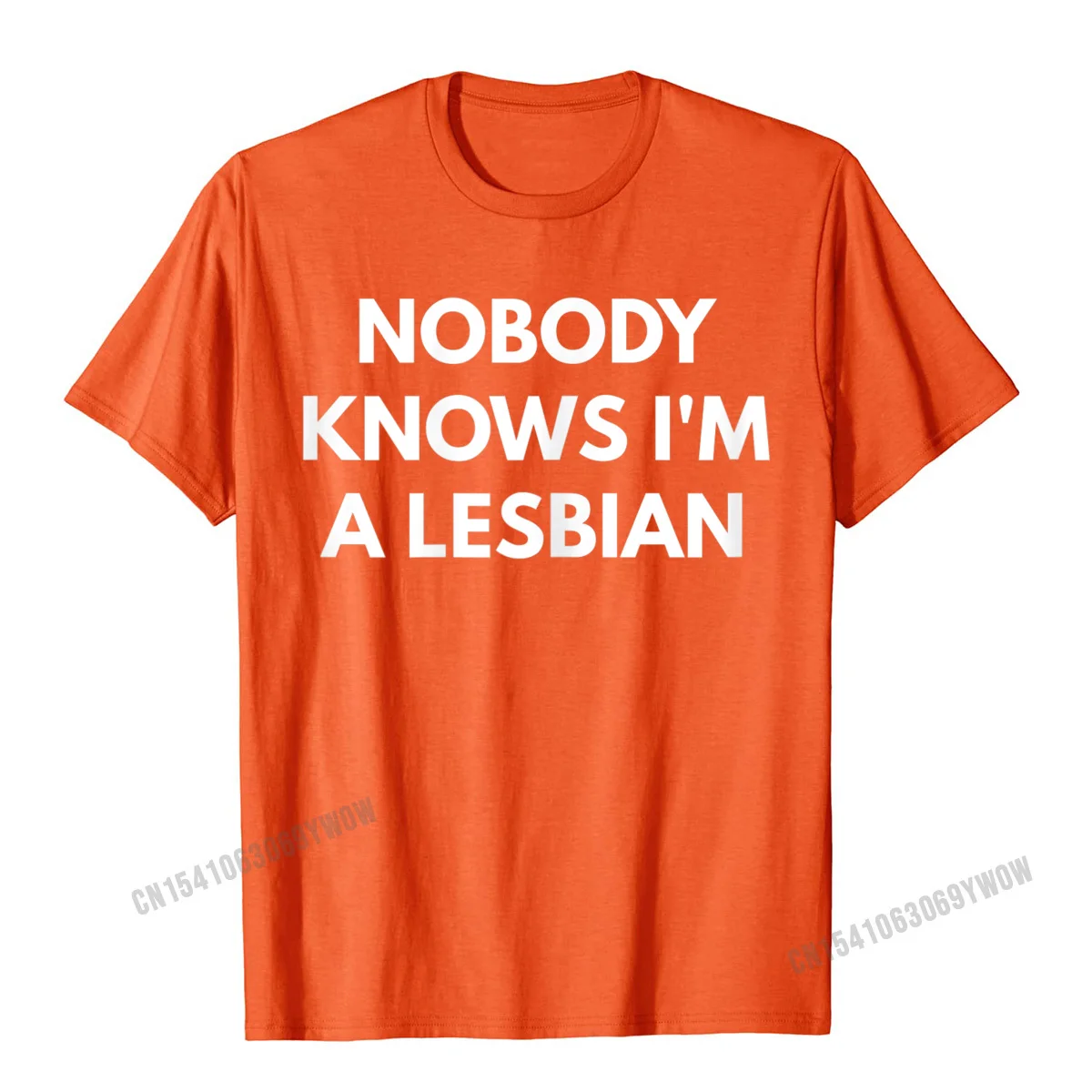 Design Casual T Shirts for Men 100% Cotton Labor Day Tops T Shirt Birthday Tshirts Short Sleeve Fashionable Crewneck Womens Nobody Knows Im a Lesbian t-shirt - LGBT Pride Shirts__407 orange