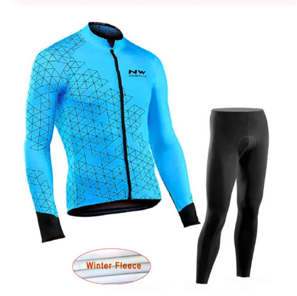 19 Pro Team NW Зимняя Теплая Флисовая велосипедная одежда для мужчин Northwave Jersey костюм для прогулок верховой езды на велосипеде MTB Одежда комбинезон набор 8 - Цвет: 15