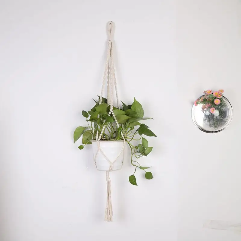 Ручная тканая хлопковая веревка, вешалка для растений, живой цветок, горшок, сетчатый карман для дома, сада, балкона, декоративный цветочный горшок, подвесная сумка