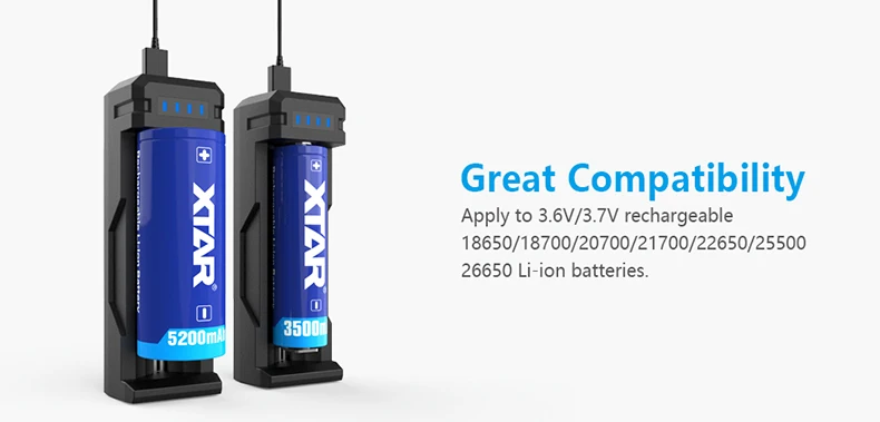 XTAR быстро Зарядное устройство ST2 SC2 SC1 SV2 18650 Батарея Зарядное устройство для 3,7 V литий-ионный аккумулятор Перезаряжаемые 18700 22650 26650 20700 21700 18650 Батарея