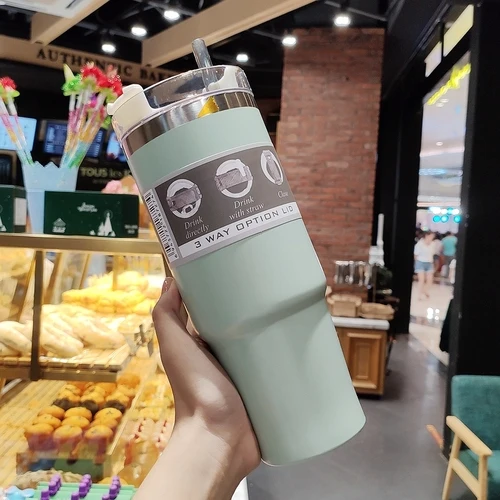 A 900ML Большая емкость, 600 мл, 900 мл, кофейная чашка, соломинка, термос, чашка для мужчин и женщин, автомобильная, для улицы, портативная чашка для воды - Цвет: A 900ML