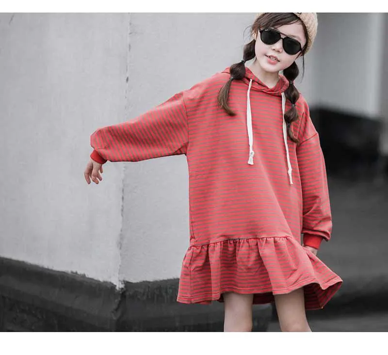 Mother And Daughter Clothing Girl Dress Autumn 2019 School Kids Sweatshirt Dress Striped Children Dresses Cotton Toddler Hoodies (3)