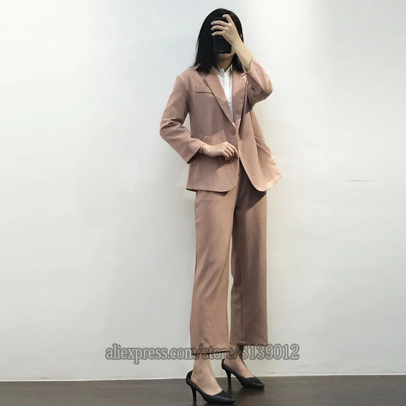 Женские костюмы, комплект с блейзером для офиса, Garnitur Damski Traje Mujer, костюм, Tailleur Femme Pantalon Et Veste, элегантные Брючные костюмы для женщин