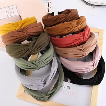 

3pcs/lot Solid Color Twisted Headband for Girls High Quality Knoted Handmade Hair Band for Women