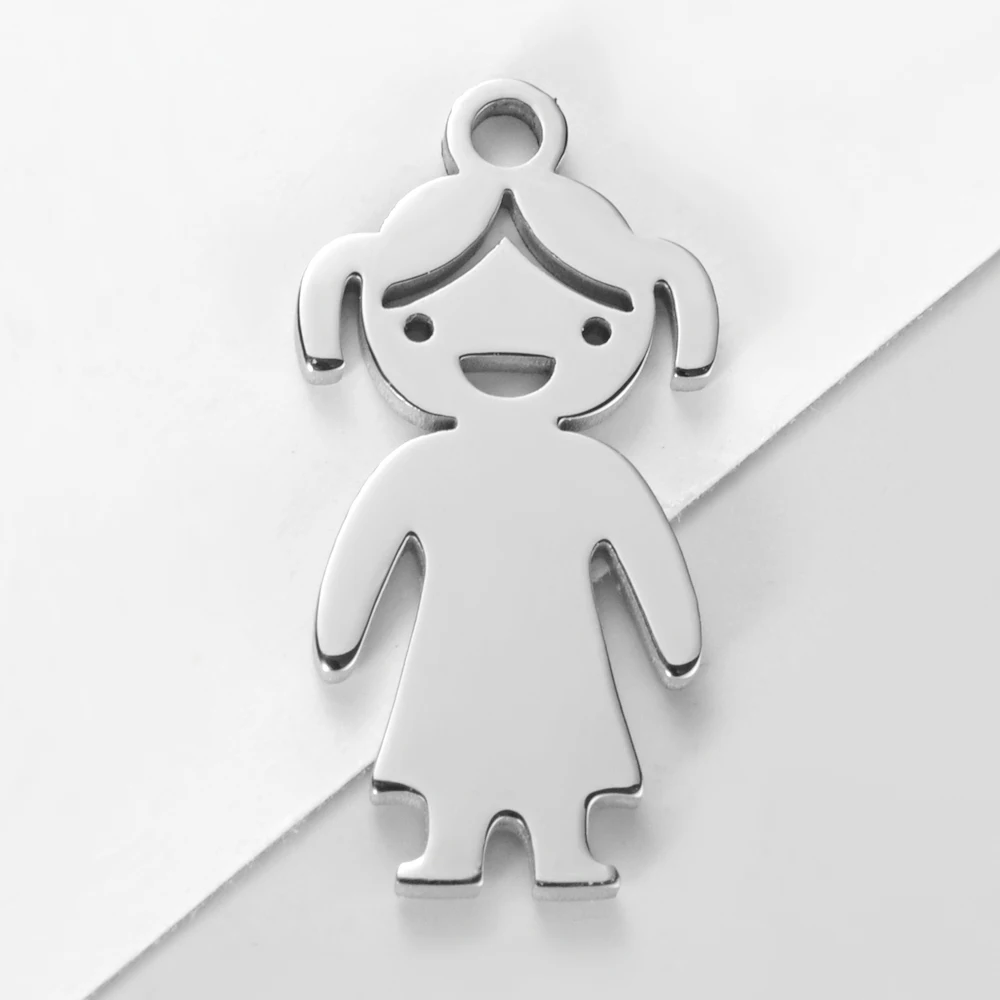 

25Pcs/Lot Mirror Polish Stainless Steel Boy And Girls Charm for Making Necklace Bracelet Jewelry