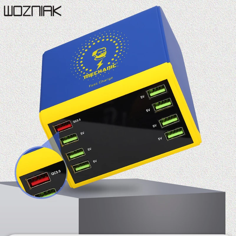 Cargador rápido de pantalla Digital LCD mecánico puerto de carga USB de 8 puertos QC 30 con cargado